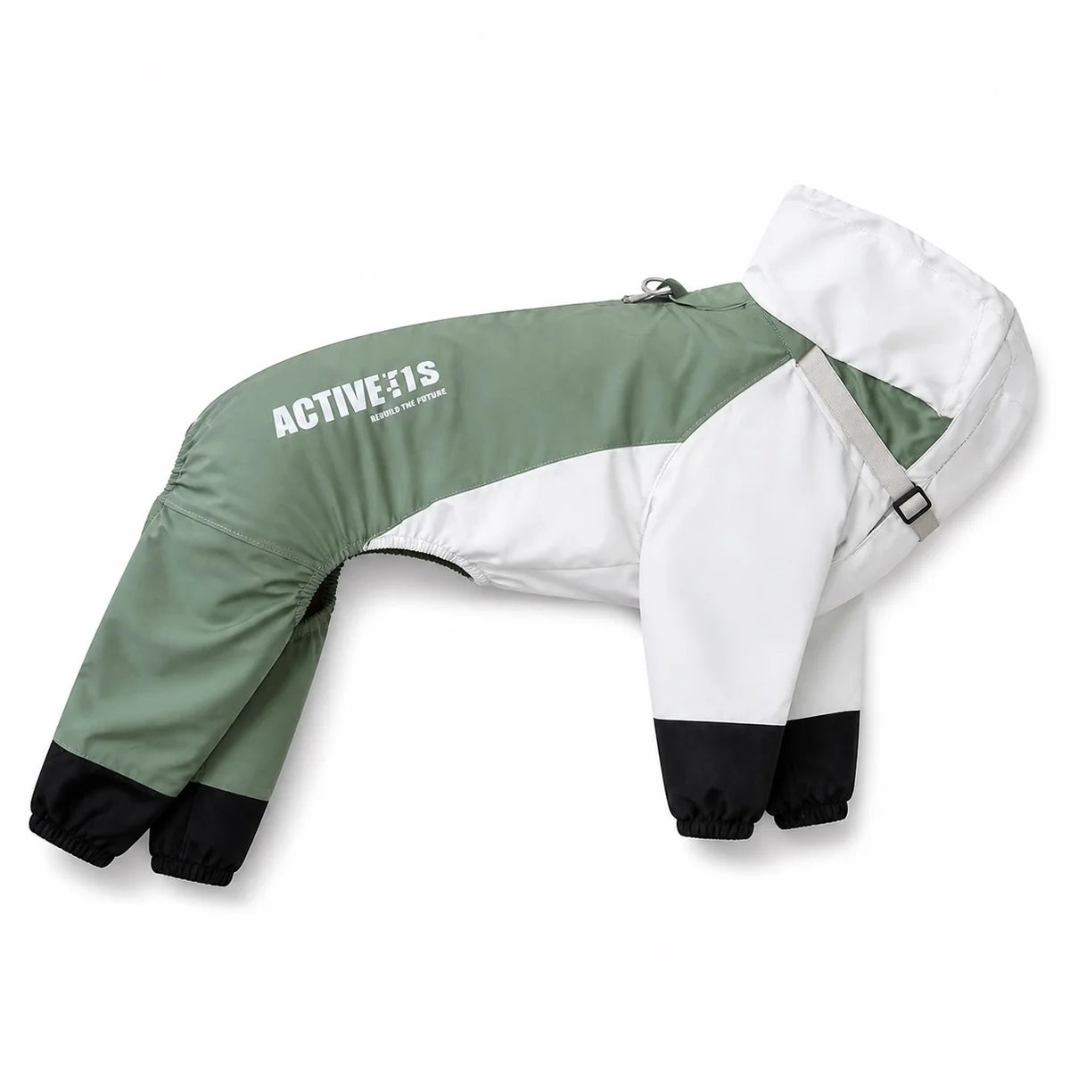 White colorblock dog raincoat shown alone on a white background, image 2