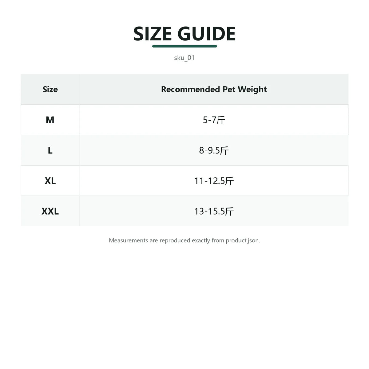 gray graphic print four-leg dog coat size chart