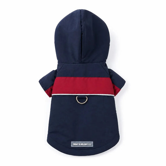 Green Navy Small Dog Coat shown alone on a white background
