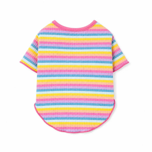 Product detail of Pink Rainbow Striped Cotton Dog Sweatshirt, view 2