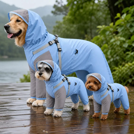 Colorblock Dog Rain Jacket worn by a dog during an everyday outing, view 3