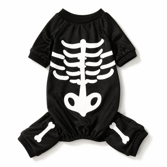 Black full-body four-leg skeleton dog costume for Halloween