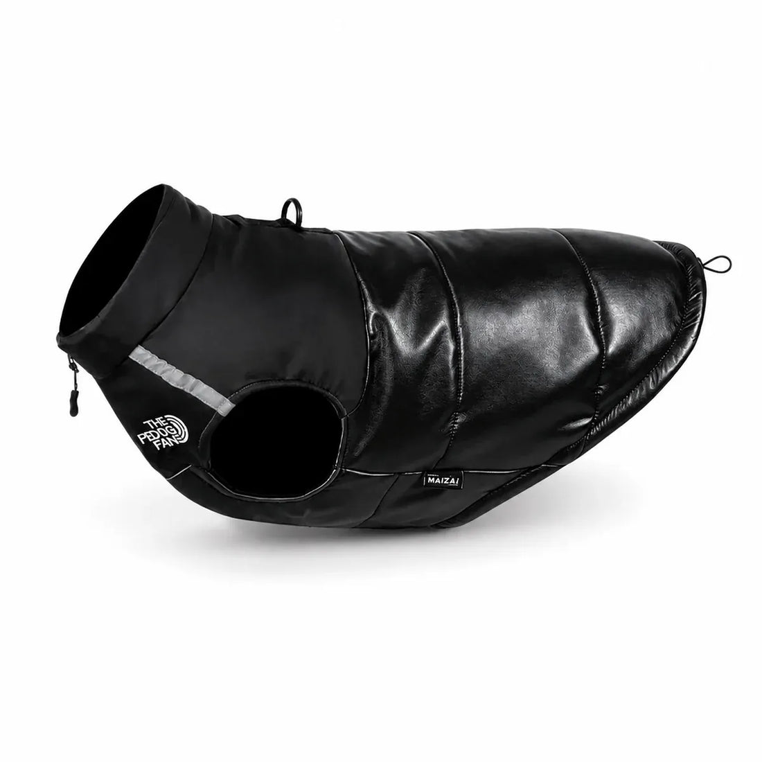 Black Padded Dog Winter Vest shown alone on a white background