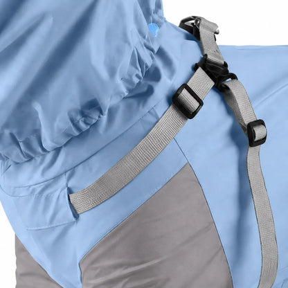 Close detail of Colorblock Dog Rain Jacket showing visible texture and construction