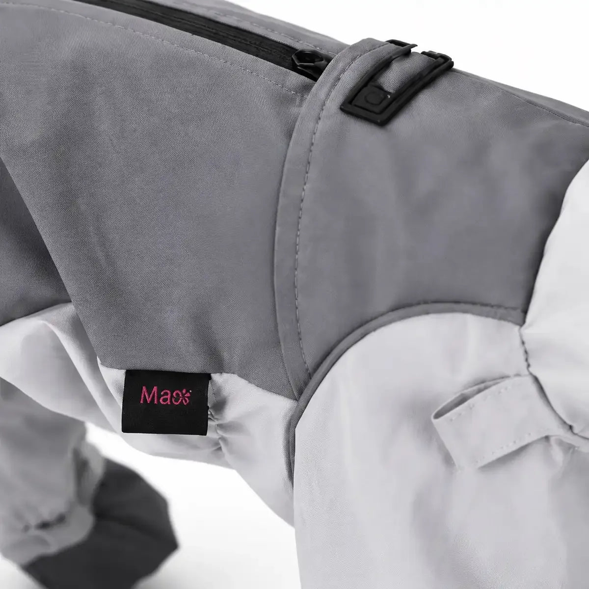 Close detail of Reflective Full-Coverage Dog Raincoat showing visible texture and construction