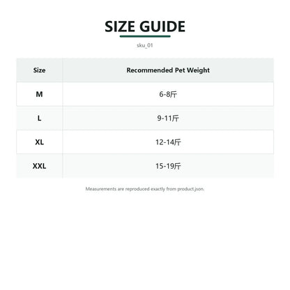 Size guide for Reflective Full-Coverage Dog Raincoat with fit measurements, view 2