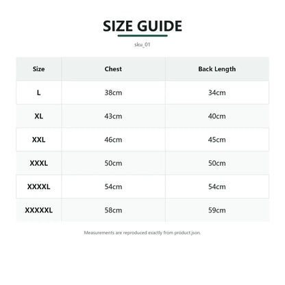 Size guide for Hooded Dog Rain Poncho with fit measurements