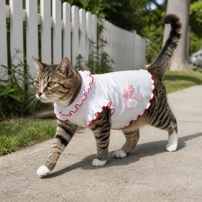 Two-Color Cat Vest worn by a cat during an everyday outing