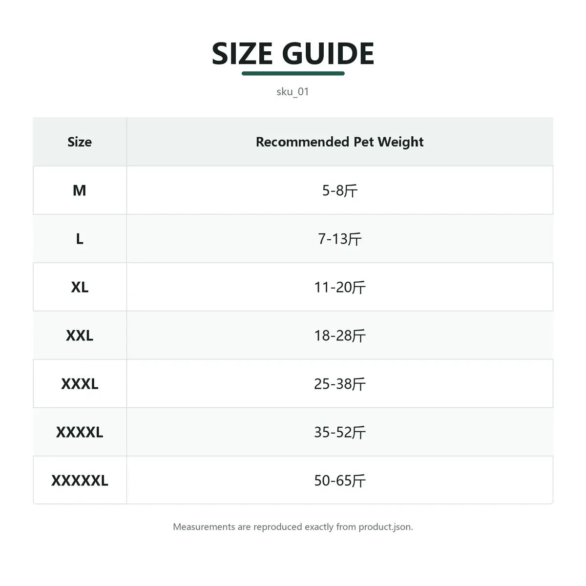 Size guide for Black Padded Dog Coat with fit measurements