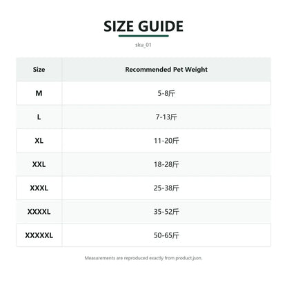 Size guide for Black Padded Dog Coat with fit measurements