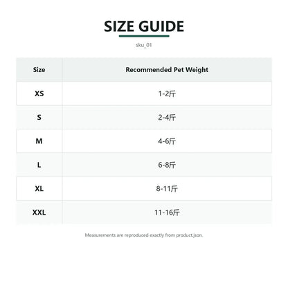 Size guide for Black and Red Dog Sweatshirt with fit measurements