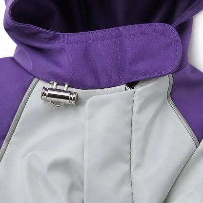 Close detail of Colorblock Utility Dog Raincoat showing visible texture and construction