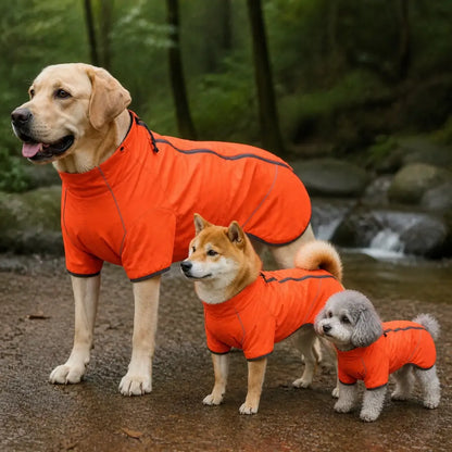 Four-Leg Dog Rain Jacket worn by a dog during an everyday outing, view 3