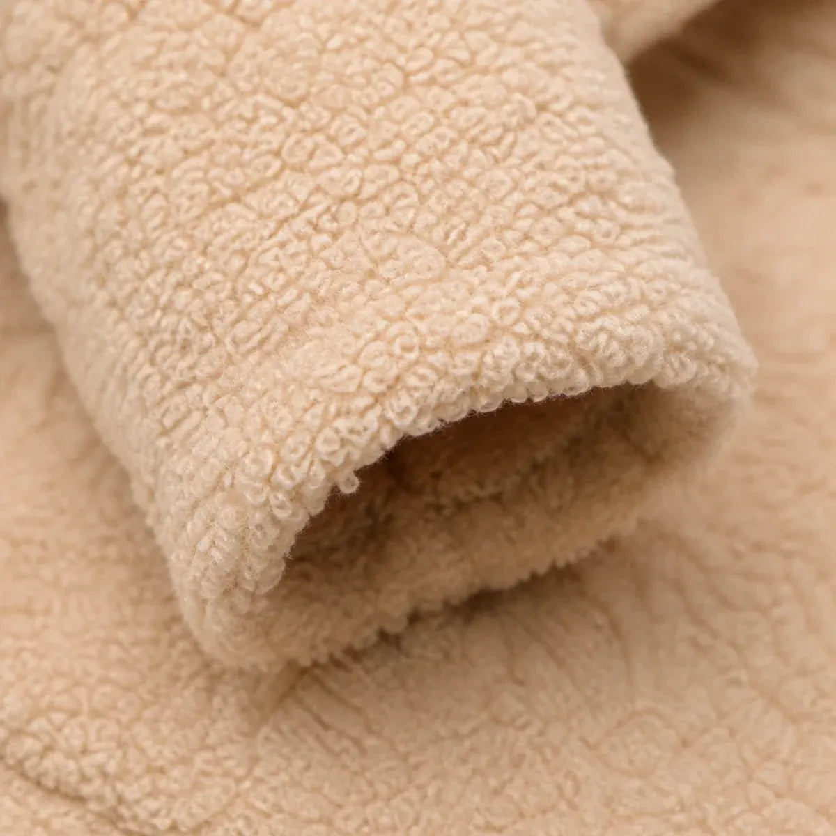 Close detail of Fleece Cat Hoodie showing visible texture and construction