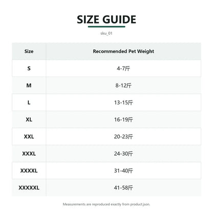 Size guide for Navy Large Dog Rain Coat with fit measurements
