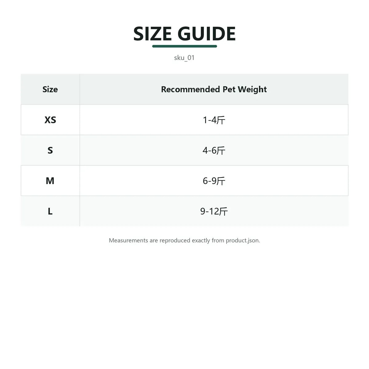 Size guide for Navy Small Dog Coat with fit measurements