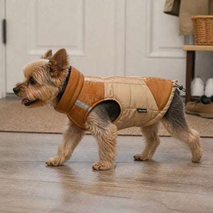 Water-Resistant Padded Dog Coat worn by a dog during an everyday outing