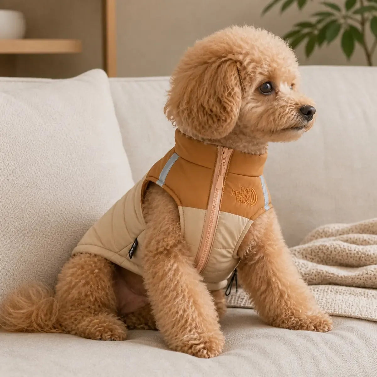 Water-Resistant Padded Dog Coat worn by a dog during an everyday outing, view 2