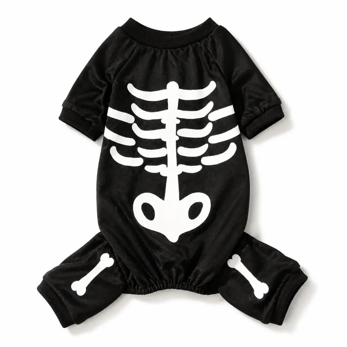 Black full-body four-leg skeleton dog costume for Halloween