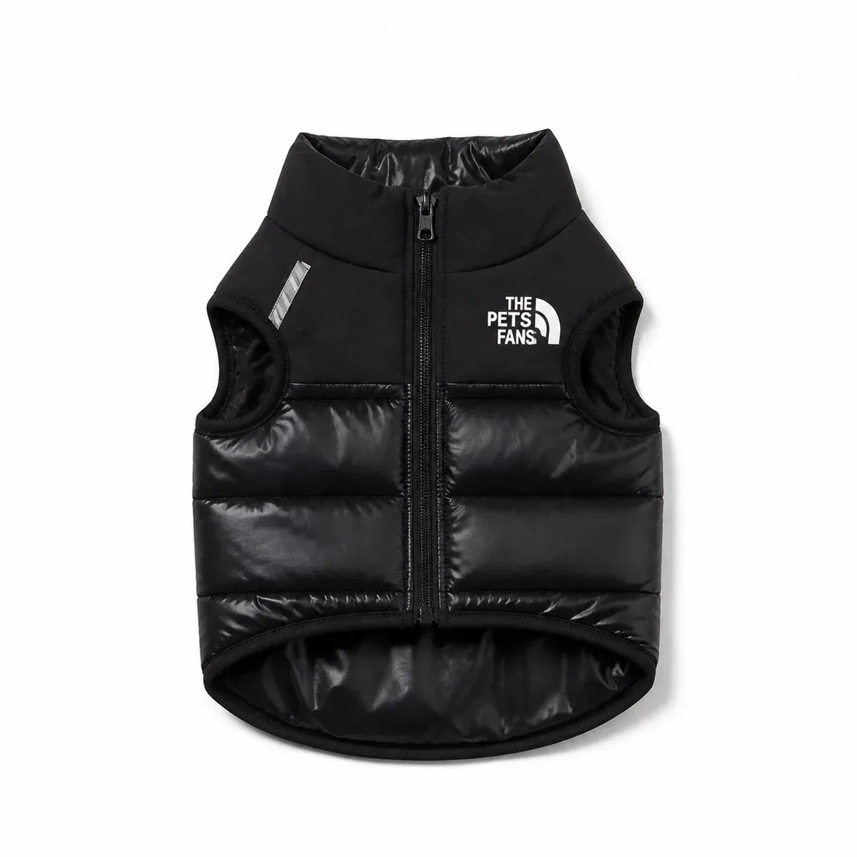 Black Padded Dog Coat shown alone on a white background