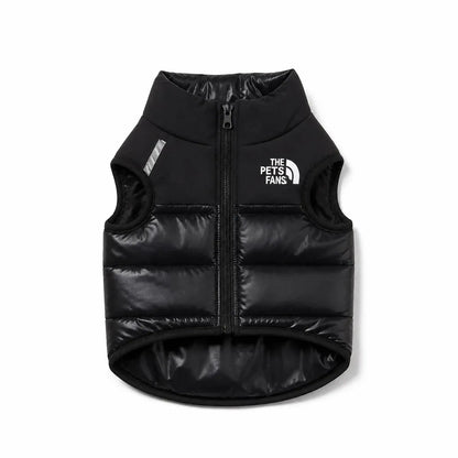 Black Padded Dog Coat shown alone on a white background