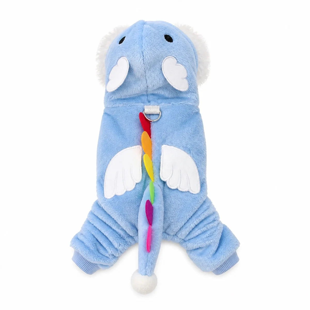Blue blue dragon pet costume shown alone on a white background