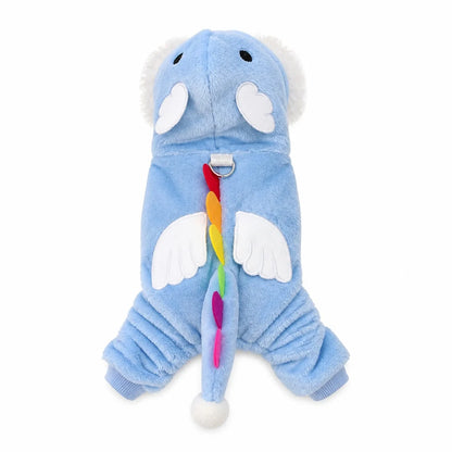 Blue blue dragon pet costume shown alone on a white background