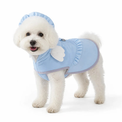Blue angel poncho character full-coverage dog rain suit worn by a pet on a white background, image 20