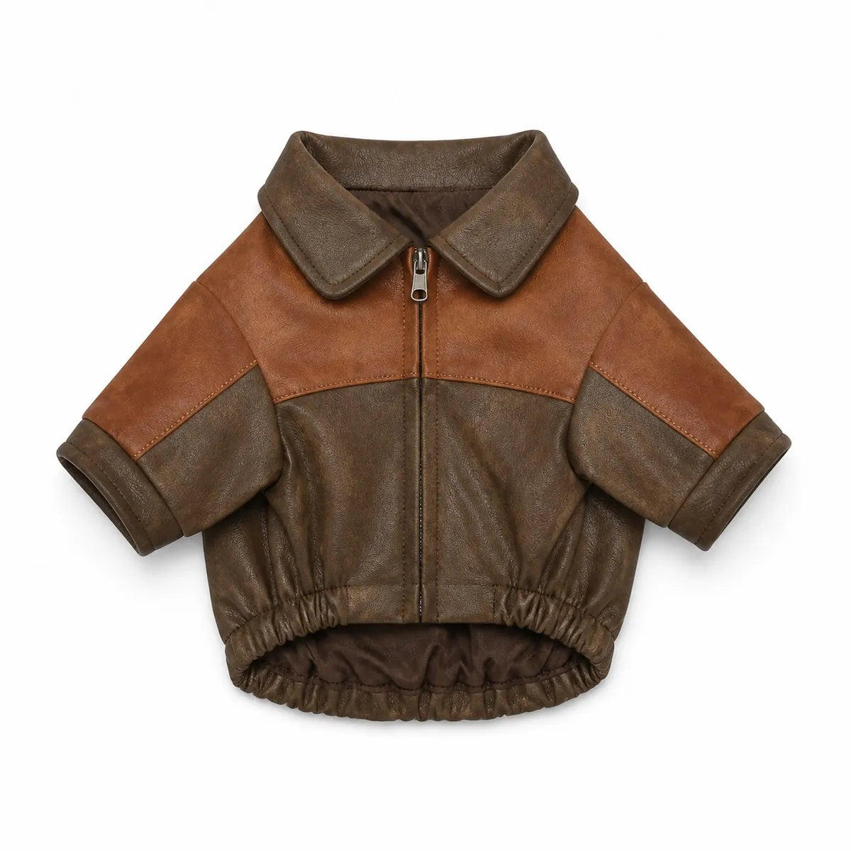 Brown Colorblock brown colorblock dog jacket shown alone on a white background