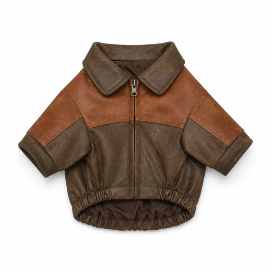 Brown Colorblock brown colorblock dog jacket shown alone on a white background