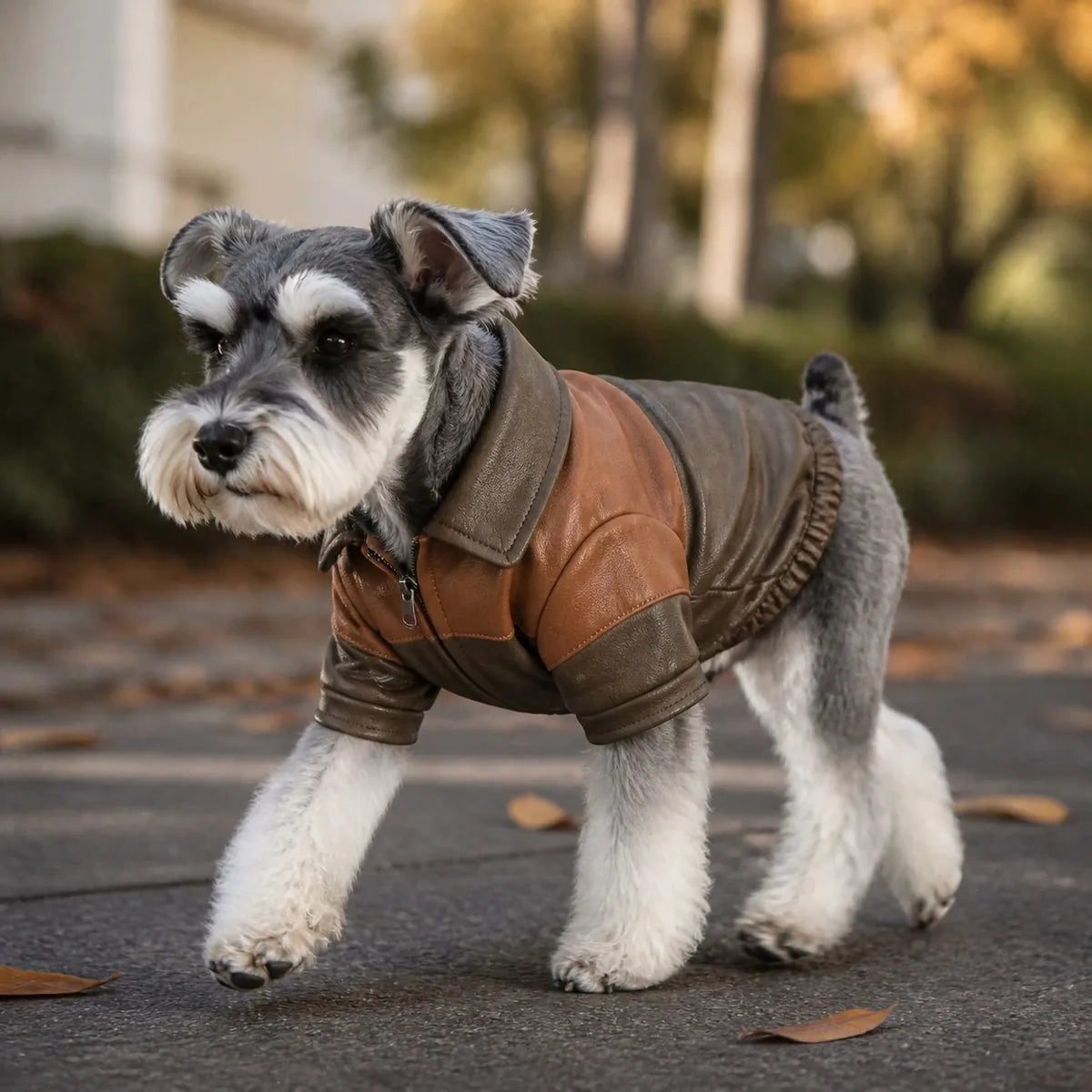 Brown Colorblock brown colorblock dog jacket lifestyle view