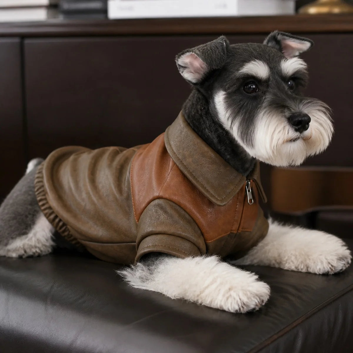 Brown Colorblock brown colorblock dog jacket feature view