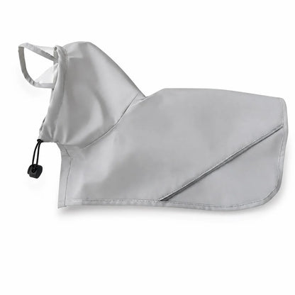 Gray rain poncho dog rainwear and boot set shown alone on a white background, image 2