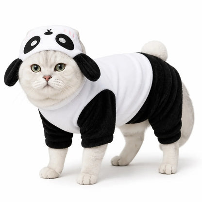 Black panda costume flannel pet costume collection worn by a pet on a white background, image 18