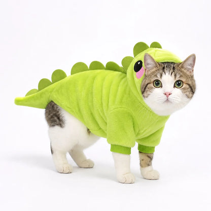 Blue doudou dragon flannel pet costume collection worn by a pet on a white background, image 23