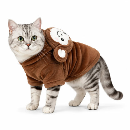 Brown monkey costume flannel pet costume collection worn by a pet on a white background, image 38