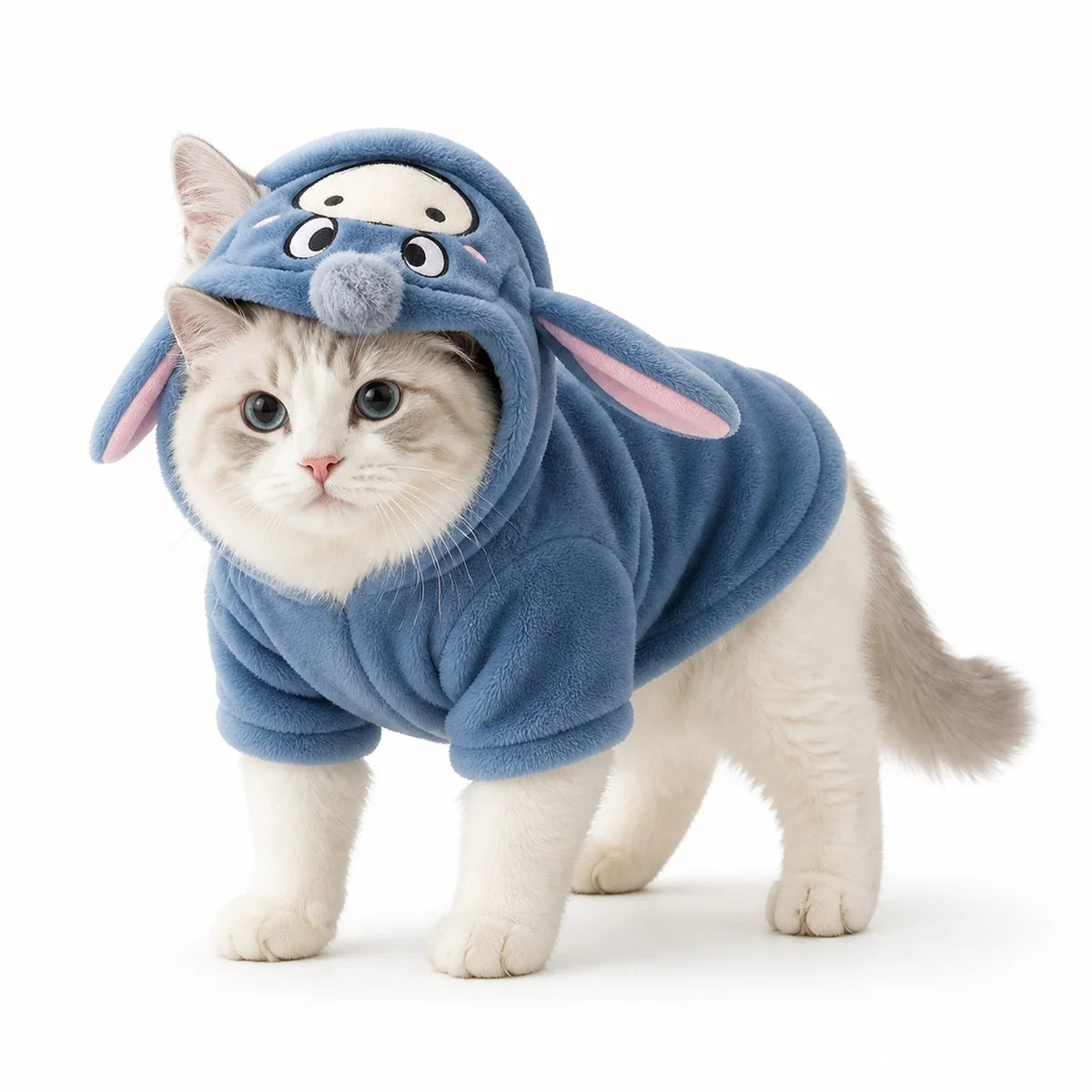Gray donkey costume flannel pet costume collection worn by a pet on a white background, image 3