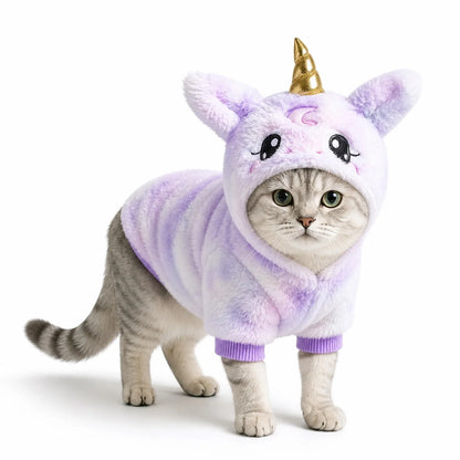 Purple dream pony purple flannel pet costume collection worn by a pet on a white background, image 20