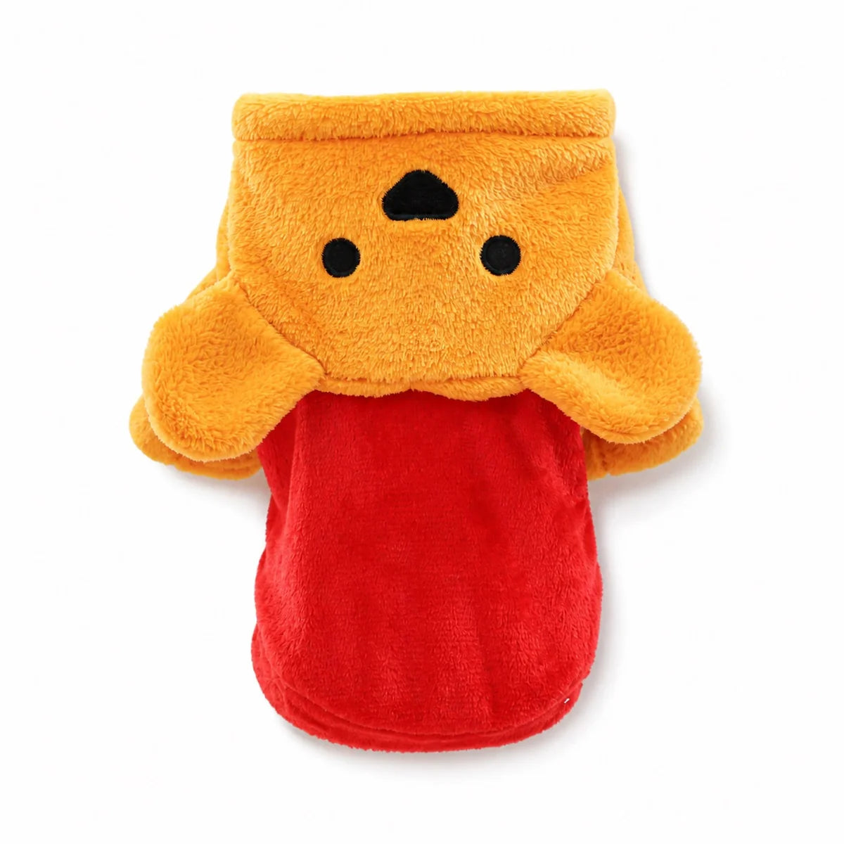 Red red yellow bear flannel pet costume collection shown alone on a white background, image 2