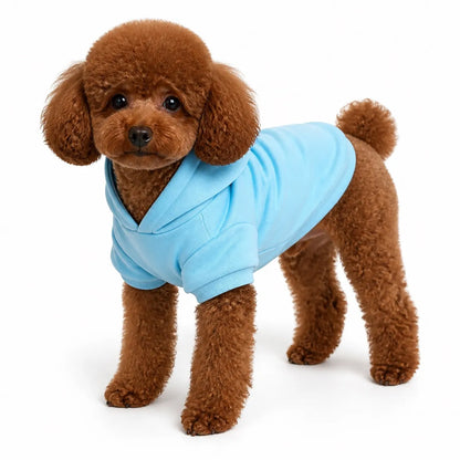 Light Blue a-di fleece fleece dog sweatshirt worn by a pet on a white background, image 10
