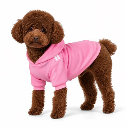 Pink a-di fleece fleece dog sweatshirt worn by a pet on a white background, image 7