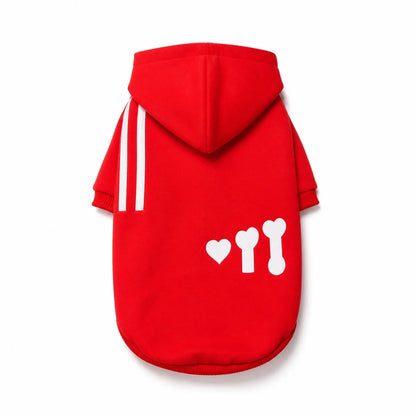 Red a-di fleece fleece dog sweatshirt shown alone on a white background, image 2