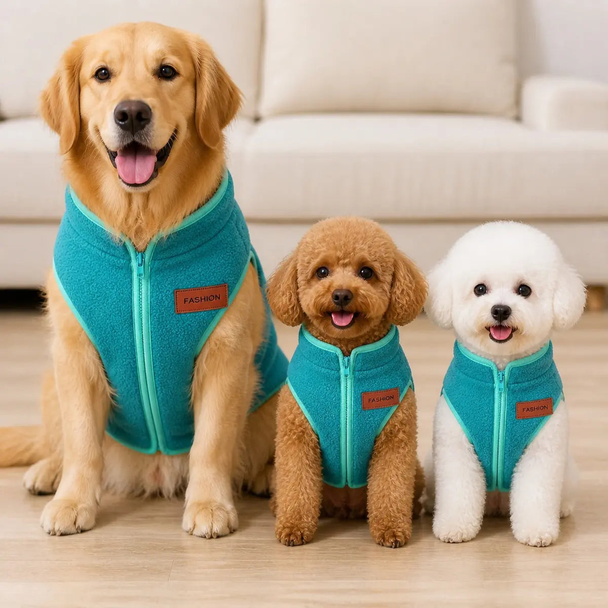 fleece zip-up dog vest multi-breed showcase