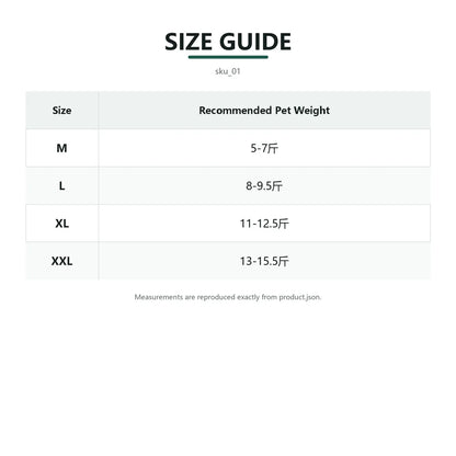 gray graphic print four-leg dog coat size chart