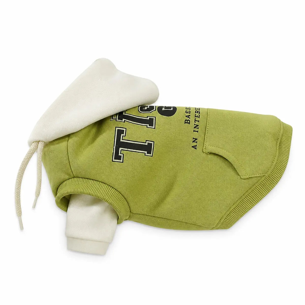 Green standard green color-block dog hoodie shown alone on a white background