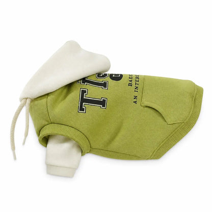 Green standard green color-block dog hoodie shown alone on a white background