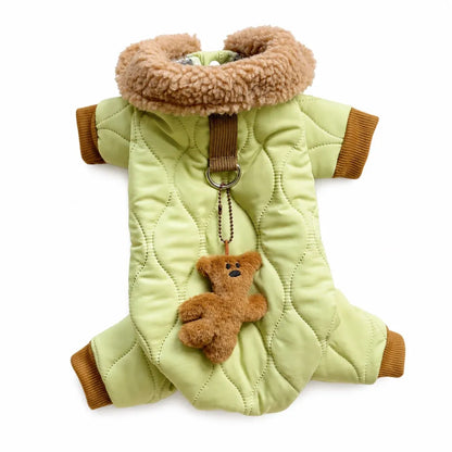Green Hooded Pet Coat shown alone on a white background