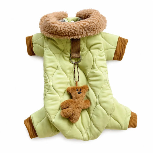 Green Hooded Pet Coat shown alone on a white background