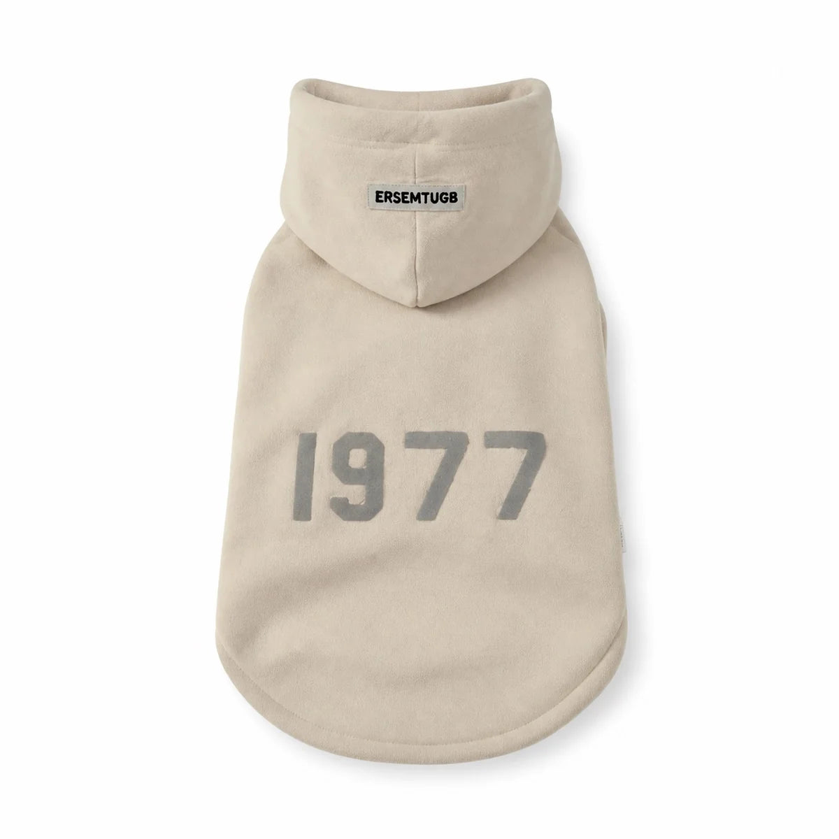 Cream fleece lined hooded fleece cat sweatshirt shown alone on a white background, image 2
