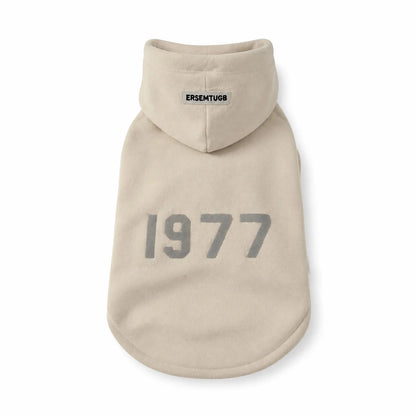 Cream fleece lined hooded fleece cat sweatshirt shown alone on a white background, image 2
